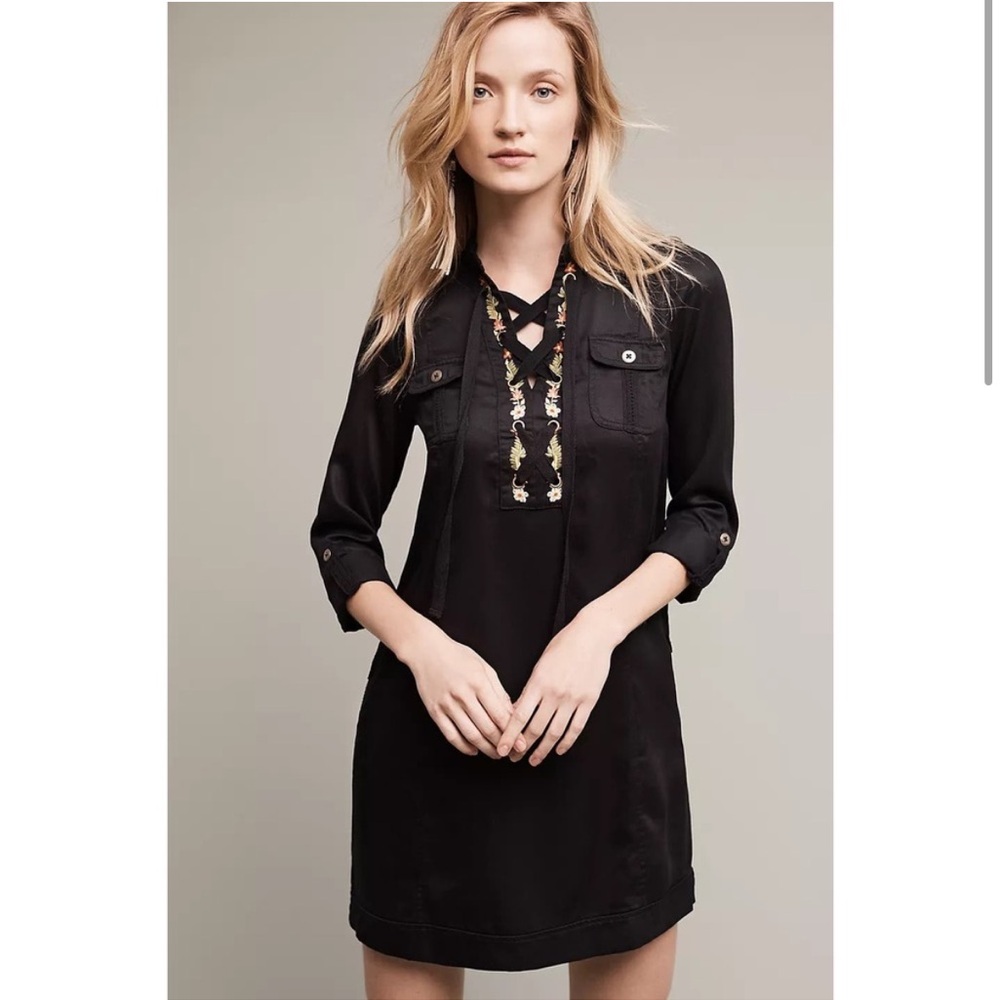 Anthropologie Holding Horses Embroidered
Imogen Roll Up Sleeve Shirtdress Sz 6